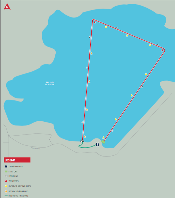 The race course for the swimming portion of the triathlon. That goes 60 miles in one loop from the shore and back to it.